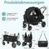 2 in 1 Klappbare Geschwisterwagen mit Verstellbarem Griff & Abnehmbarem Verdeck Schwarz