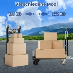 3-in-1 klappbarer Handwagen Schwerlast-Faltkarre mit ausziehbarem Griff & verstellbarer Länge tragbarer Transportwagen Schwarz