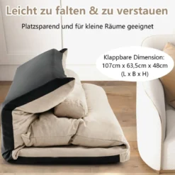3 in 1 Klappbares Bodensofa mit Schlaffunktion & Verstellbarer Rückenlehne Beige