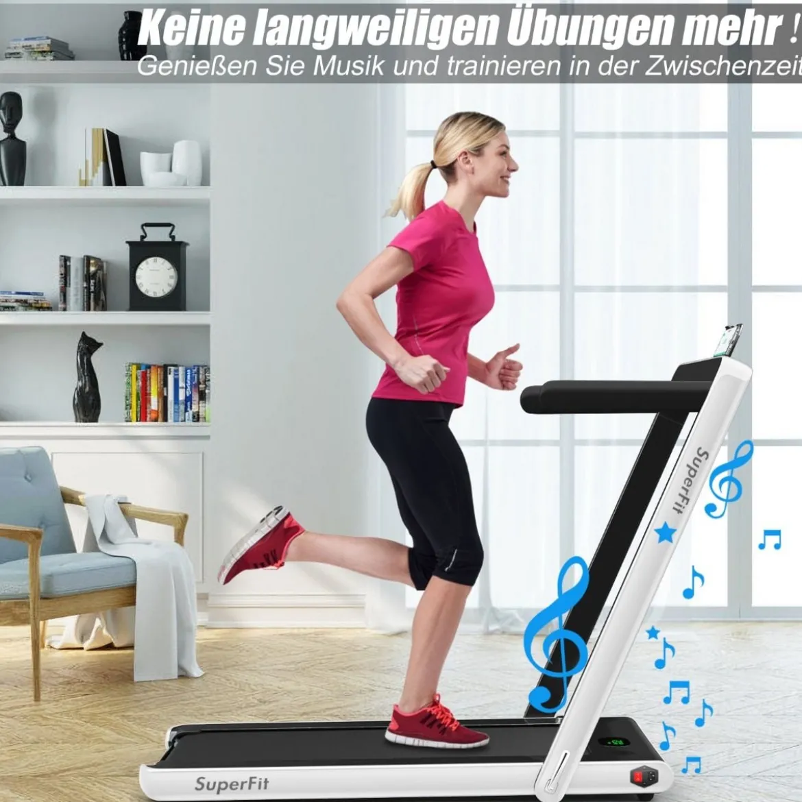 2 in 1 Klappbares Laufband 2,25 HP Tragbares Elektrisches Laufband