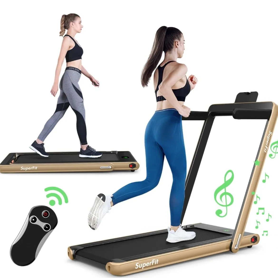 2 in 1 Klappbares Laufband 2,25 HP Tragbares Elektrisches Laufband