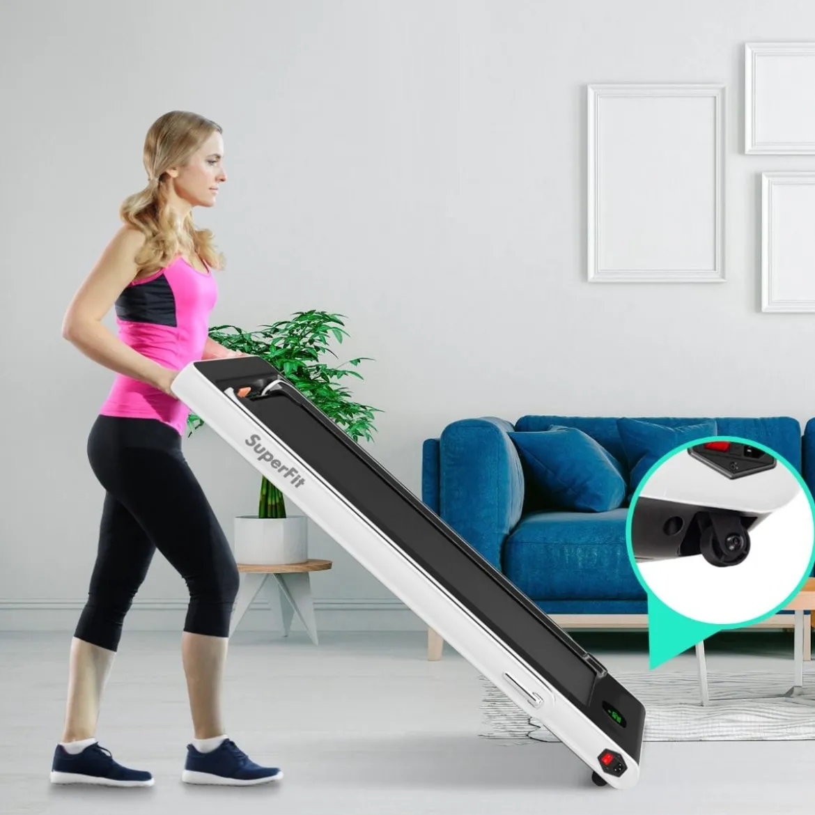 2 in 1 Klappbares Laufband 2,25 HP Tragbares Elektrisches Laufband