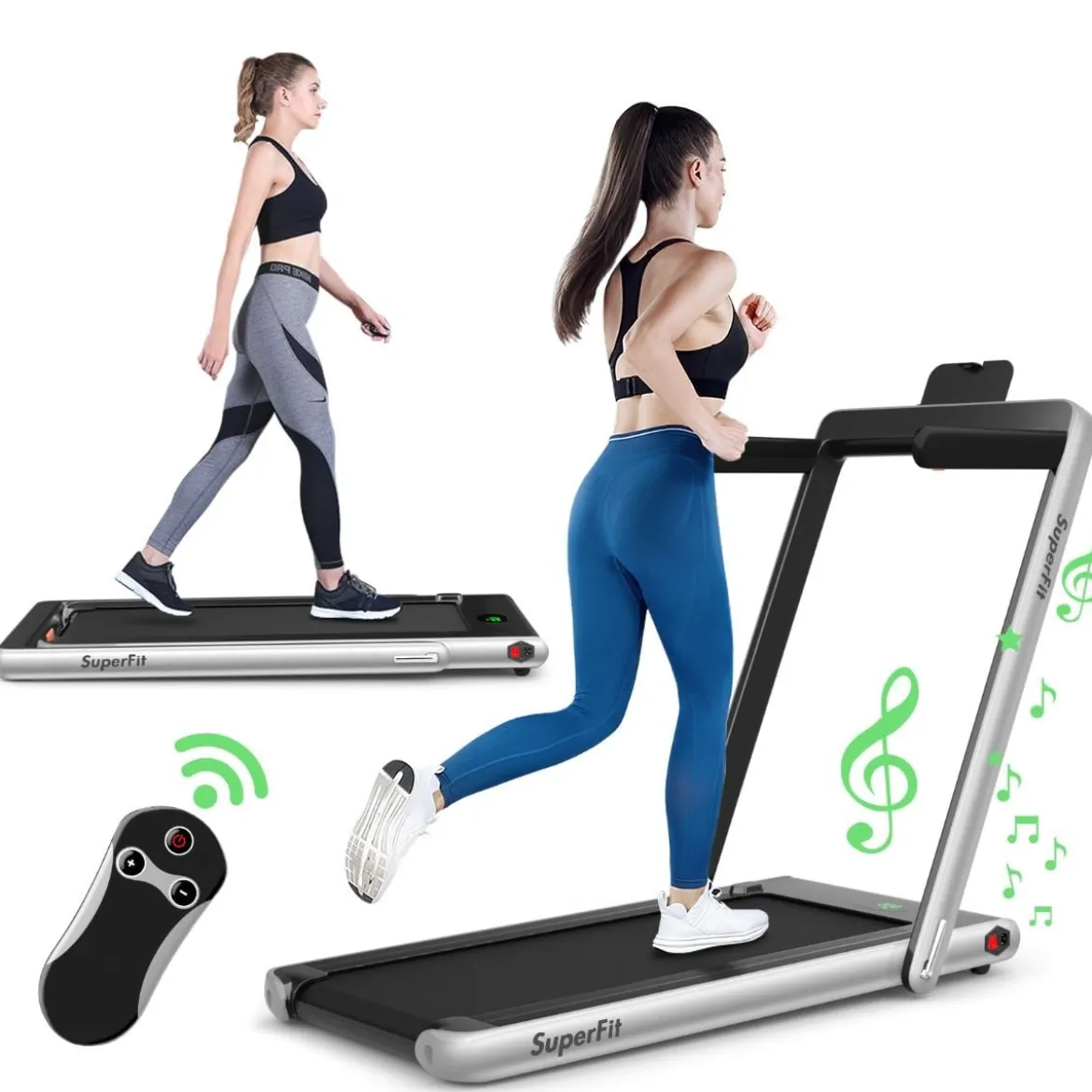 2 in 1 Klappbares Laufband 2,25 HP Tragbares Elektrisches Laufband
