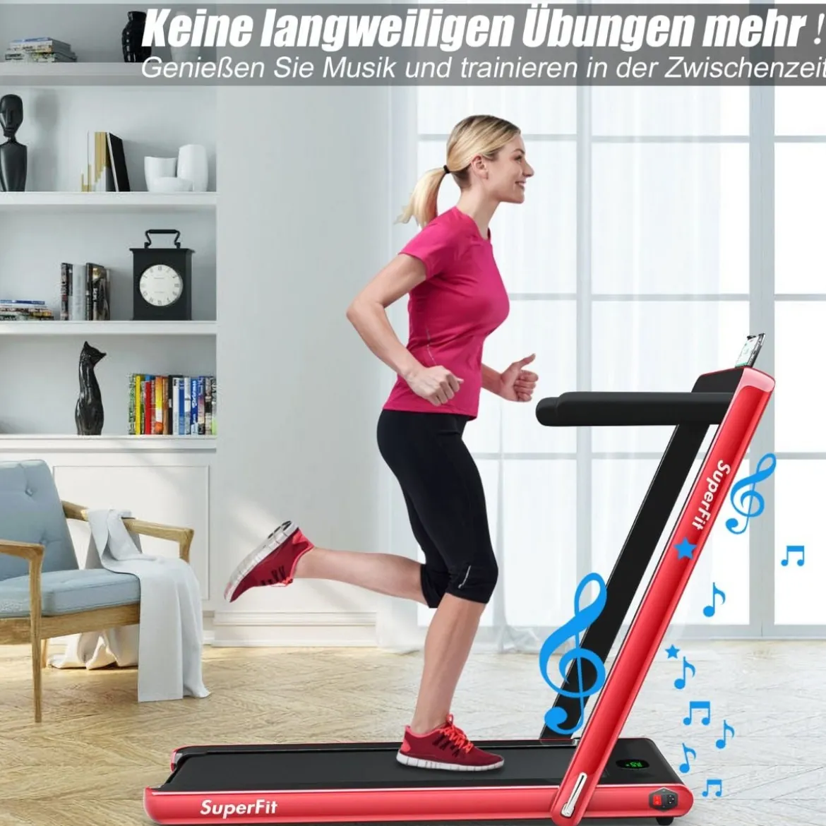 2 in 1 Klappbares Laufband 2,25 HP Tragbares Elektrisches Laufband
