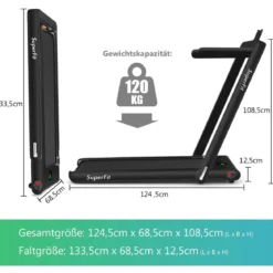 2 in 1 Klappbares Laufband 2,25 HP Tragbares Elektrisches Laufband