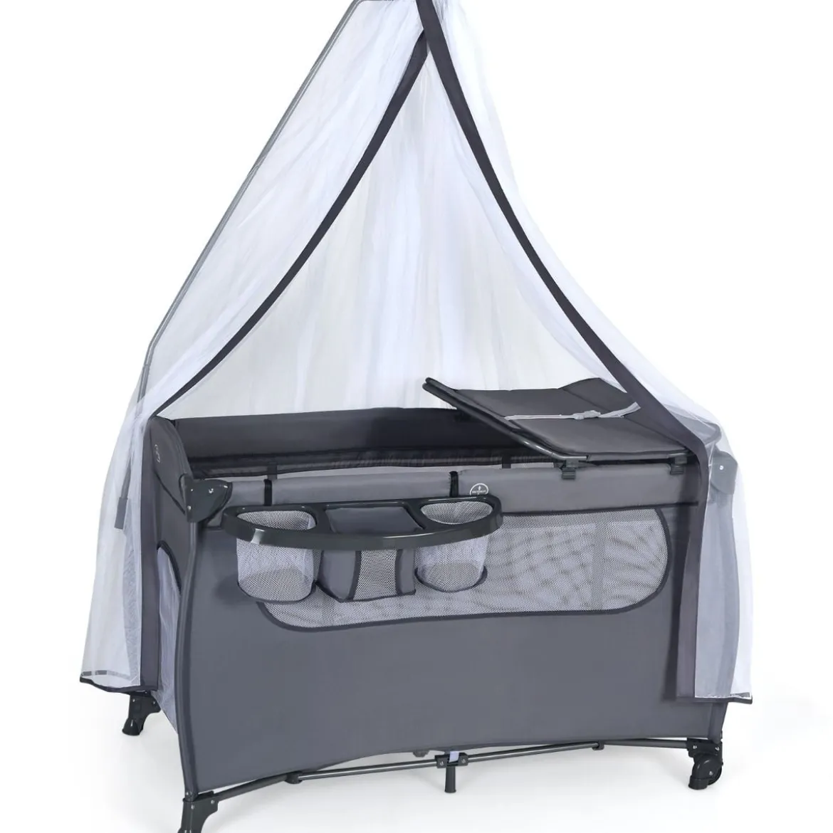 3 in 1 klappbares Reisebett & Wickeltisch & Laufstall 120 x 60cm Kinderbett 2 Ebenen Babybett inkl. Wickelauflage