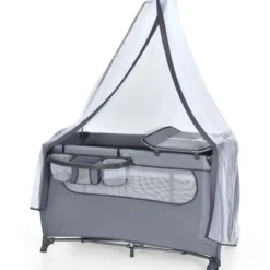 3 in 1 klappbares Reisebett & Wickeltisch & Laufstall 120 x 60cm Kinderbett 2 Ebenen Babybett inkl. Wickelauflage