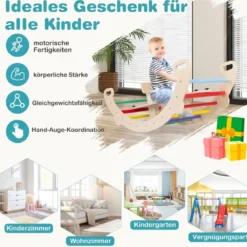 4 in 1 Kletterbogen mit Abnehmbarem Sitz Klettergerüst zum Wippen Schaukeln Klettern Krabbeln