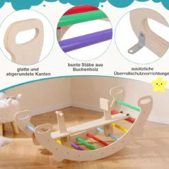 4 in 1 Kletterbogen mit Abnehmbarem Sitz Klettergerüst zum Wippen Schaukeln Klettern Krabbeln