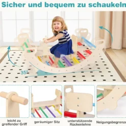 4 in 1 Kletterbogen mit Abnehmbarem Sitz Klettergerüst zum Wippen Schaukeln Klettern Krabbeln