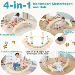 4 in 1 Kletterbogen mit Abnehmbarem Sitz Klettergerüst zum Wippen Schaukeln Klettern Krabbeln