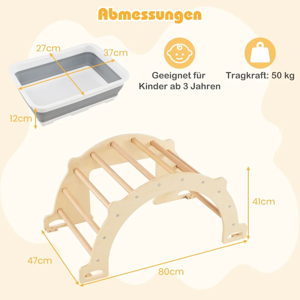 8 in 1 Kletterbogen mit Aufbewahrungsbox Klettergerüst zum Klettern Wippen Krabbeln 80 x 47 x 41 cm