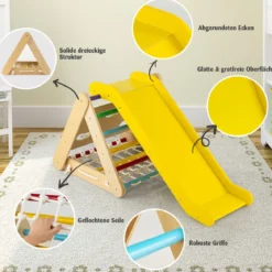 4 in 1 Kletterdreieck mit Rutsche Klettergerüst aus Holz62,5 x 64 x 57,5 cm