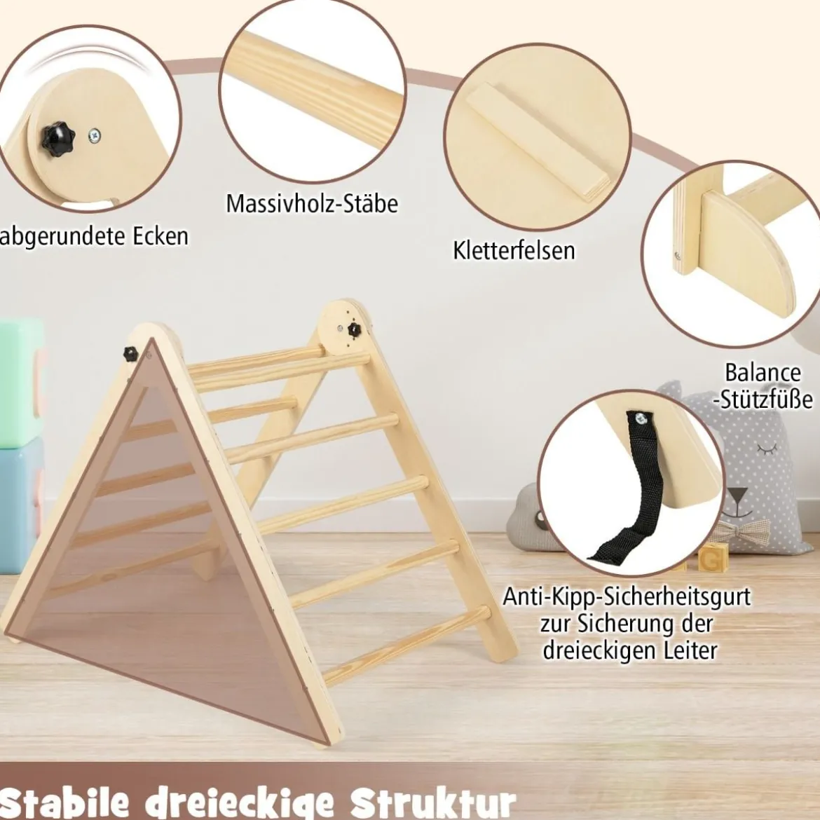 7 in 1 Kletterdreieck mit Rutsche Klettergerüst für Kinder ab 3 Jahren Tritthocker Kreidetafel