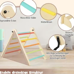 7 in 1 Kletterdreieck mit Rutsche Klettergerüst für Kinder ab 3 Jahren Tritthocker Kreidetafel