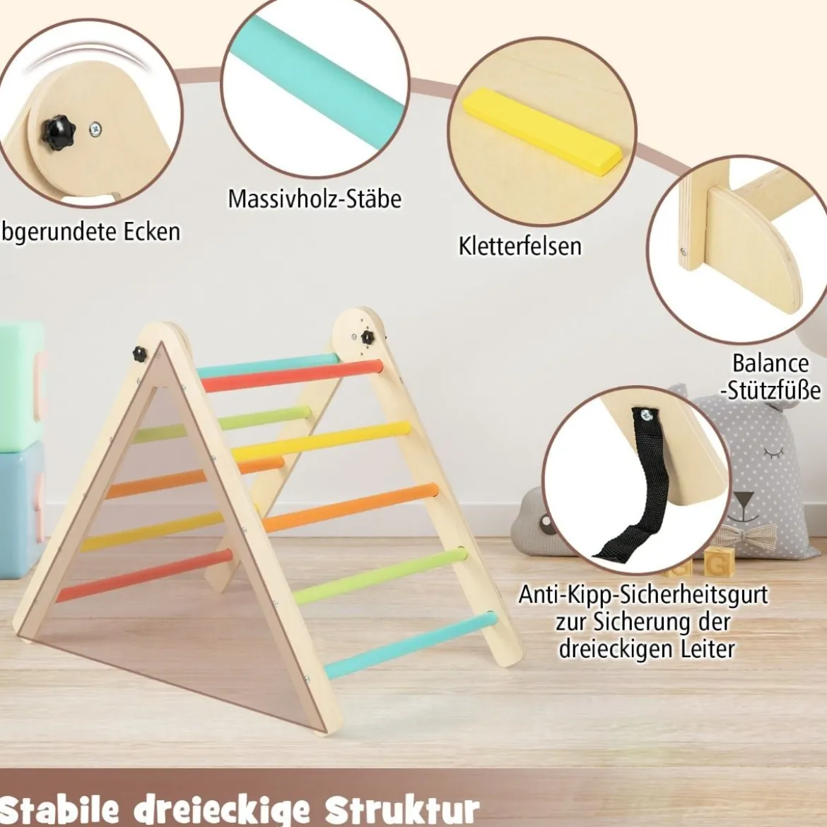 7 in 1 Kletterdreieck mit Rutsche Klettergerüst für Kinder ab 3 Jahren Tritthocker Kreidetafel
