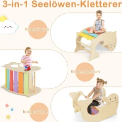 7 in 1 Klettergerüst Kletterdreieck mit Rutsche Kletterdreieck für Kinder ab 3 Jahren