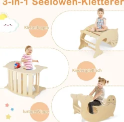 7 in 1 Klettergerüst Kletterdreieck mit Rutsche Kletterdreieck für Kinder ab 3 Jahren