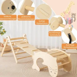 7 in 1 Klettergerüst Kletterdreieck mit Rutsche Kletterdreieck für Kinder ab 3 Jahren