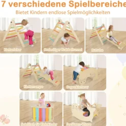 7 in 1 Klettergerüst Kletterdreieck mit Rutsche Kletterdreieck für Kinder ab 3 Jahren