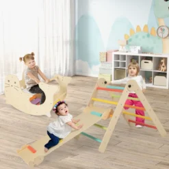 7 in 1 Klettergerüst Kletterdreieck mit Rutsche Kletterdreieck für Kinder ab 3 Jahren