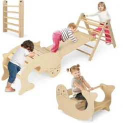 7 in 1 Klettergerüst Kletterdreieck mit Rutsche Kletterdreieck für Kinder ab 3 Jahren