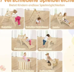 7 in 1 Klettergerüst Kletterdreieck mit Rutsche Kletterdreieck für Kinder ab 3 Jahren