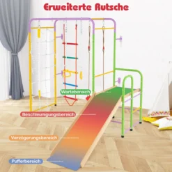 8 in 1 Klettergerüst Kletterwand & Affenstangen & Leiter & Seil & Turnring & Schaukel & Rutsche & Kletterer