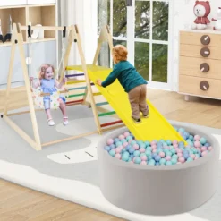 4 in 1 Klettergerüst mit Babyschaukel & Ruheplattform & Kletterrampe & Leiter Montessori Kletterset Bunt