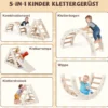 5 in 1 Klettergerüst mit Kletterbogen & Holzdreieck & Rutsche Kletterdreieck inkl. Doppelseitige Rampe