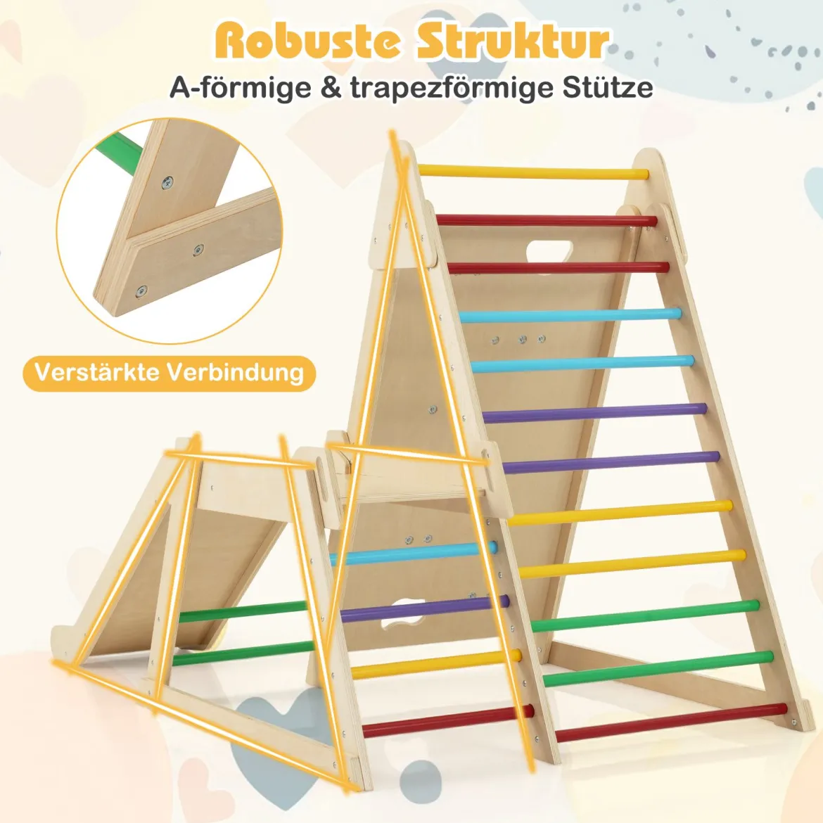 3 in 1 Kletterleiter & Kletterwand & Rutsche Indoor Klettergerüst zum Klettern & Rutschen Bunt
