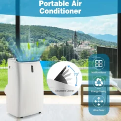 5 in 1 Klimagerät 14000 BTU Heiz&Kühl&Ventilator&Entfeucht Tragbare Klimaanlage für 40 ㎡ 44,5 x 39 x 77 cm Weiß