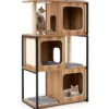 2 in 1 Kratzbaum Katzenhaus 3 Etagen Katzenbaum mit Abnehmbaren Kissens & Katzenhöhle