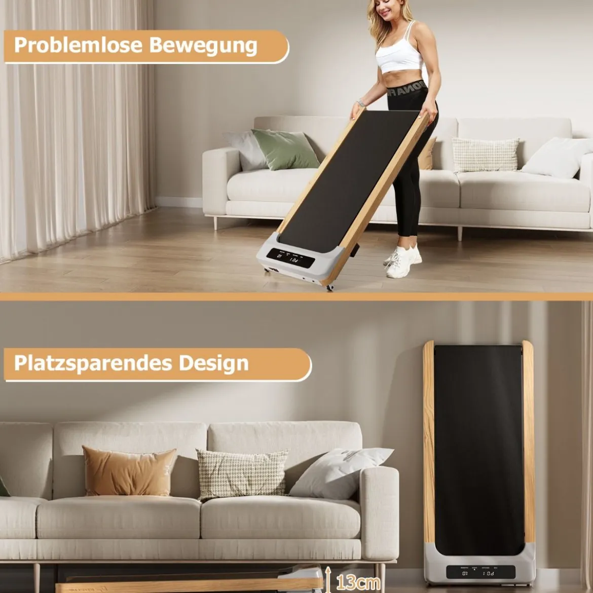 2 in 1 Laufband 2,25HP Walking Pad unter dem Schreibtisch 1-6km/h mit Fernbedienung tragbar 120 x 54 x 13 cm