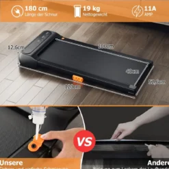 2 in 1 Laufband Unter dem Schreibtisch mit Uhrähnlicher Fernbedienung & LED-Anzeige