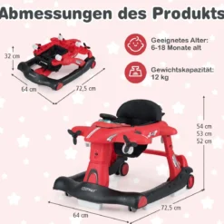 6 in 1 Lauflernhilfe mit Verstellbarer Höhe & Geschwindigkeit Klappbarer Lauflernwagen