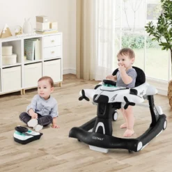 6 in 1 Lauflernhilfe mit Verstellbarer Höhe & Geschwindigkeit Klappbarer Lauflernwagen