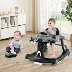 6 in 1 Lauflernhilfe mit Verstellbarer Höhe & Geschwindigkeit Klappbarer Lauflernwagen