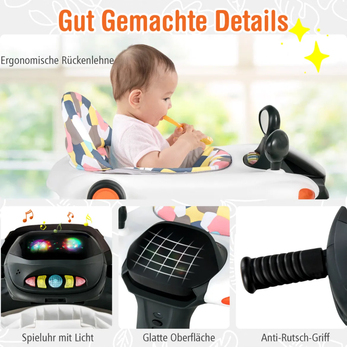 2 in 1 Lauflernwagen Klappbarer Lauflernwage Schwarz/Grün/Grau/Orange/Schwarz+ Weiß