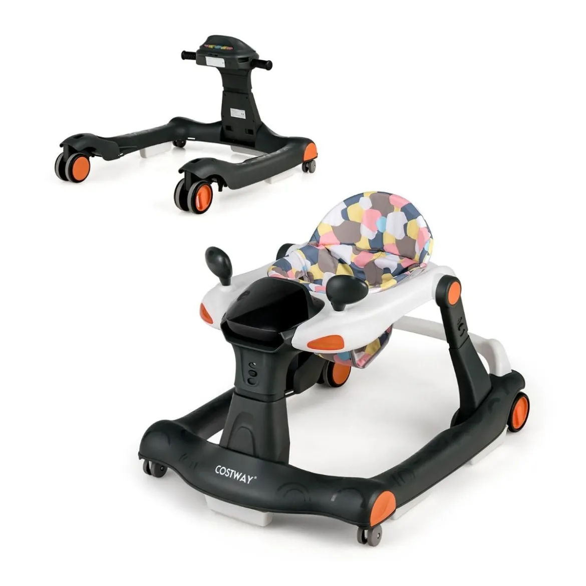 2 in 1 Lauflernwagen Klappbarer Lauflernwage Schwarz/Grün/Grau/Orange/Schwarz+ Weiß