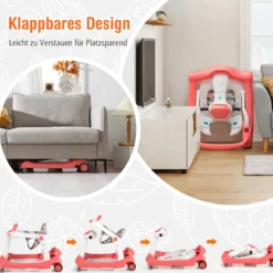 2 in 1 Lauflernwagen Klappbarer Lauflernwage Schwarz/Grün/Grau/Orange/Schwarz+ Weiß