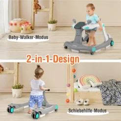 2 in 1 Lauflernwagen Klappbarer Lauflernwage Schwarz/Grün/Grau/Orange/Schwarz+ Weiß