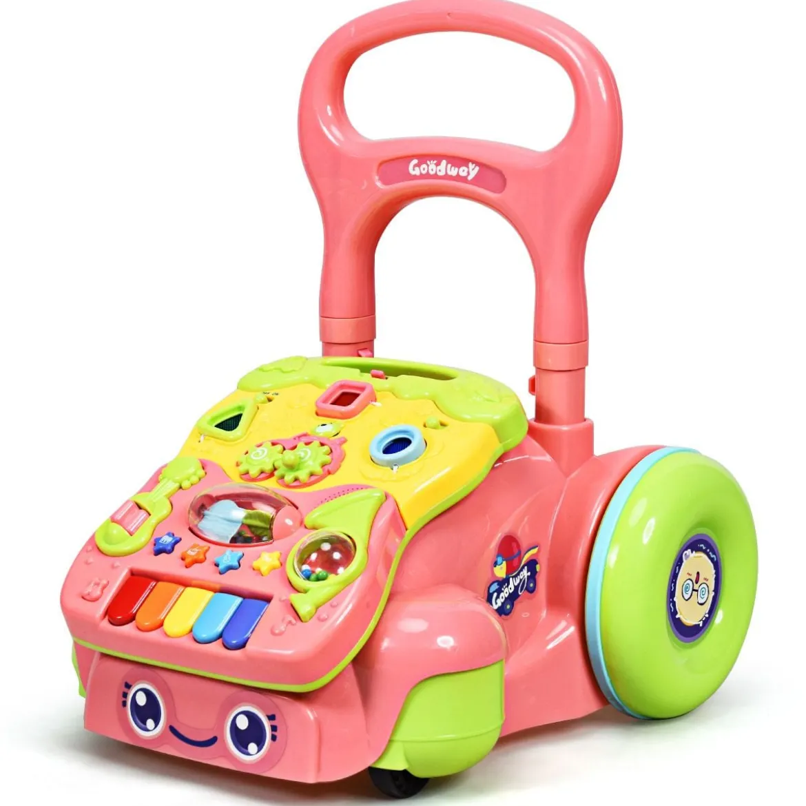 2 in 1 Lauflernwagen mit Lichtern und Musik Baby-Lauflernhilfe 35,5 x 43 x 46-53 cm Bunt
