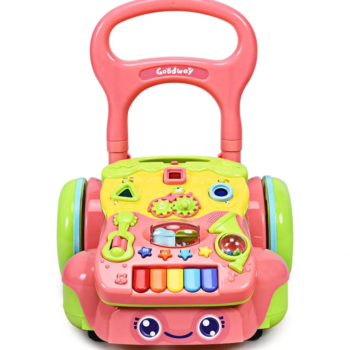 2 in 1 Lauflernwagen mit Lichtern und Musik Baby-Lauflernhilfe 35,5 x 43 x 46-53 cm Bunt