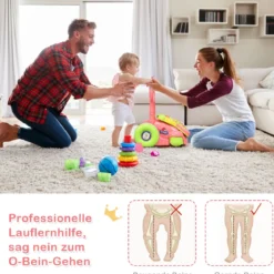 2 in 1 Lauflernwagen mit Lichtern und Musik Baby-Lauflernhilfe 35,5 x 43 x 46-53 cm Bunt