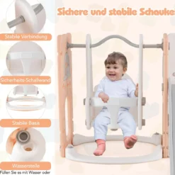 7 in 1 L-förmiges Kleinkind-Schaukel- und Rutschset freistehendes Kinderrutsch-Set mit Schaukel Rosa