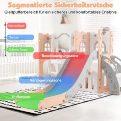 7 in 1 L-förmiges Kleinkind-Schaukel- und Rutschset freistehendes Kinderrutsch-Set mit Schaukel Rosa