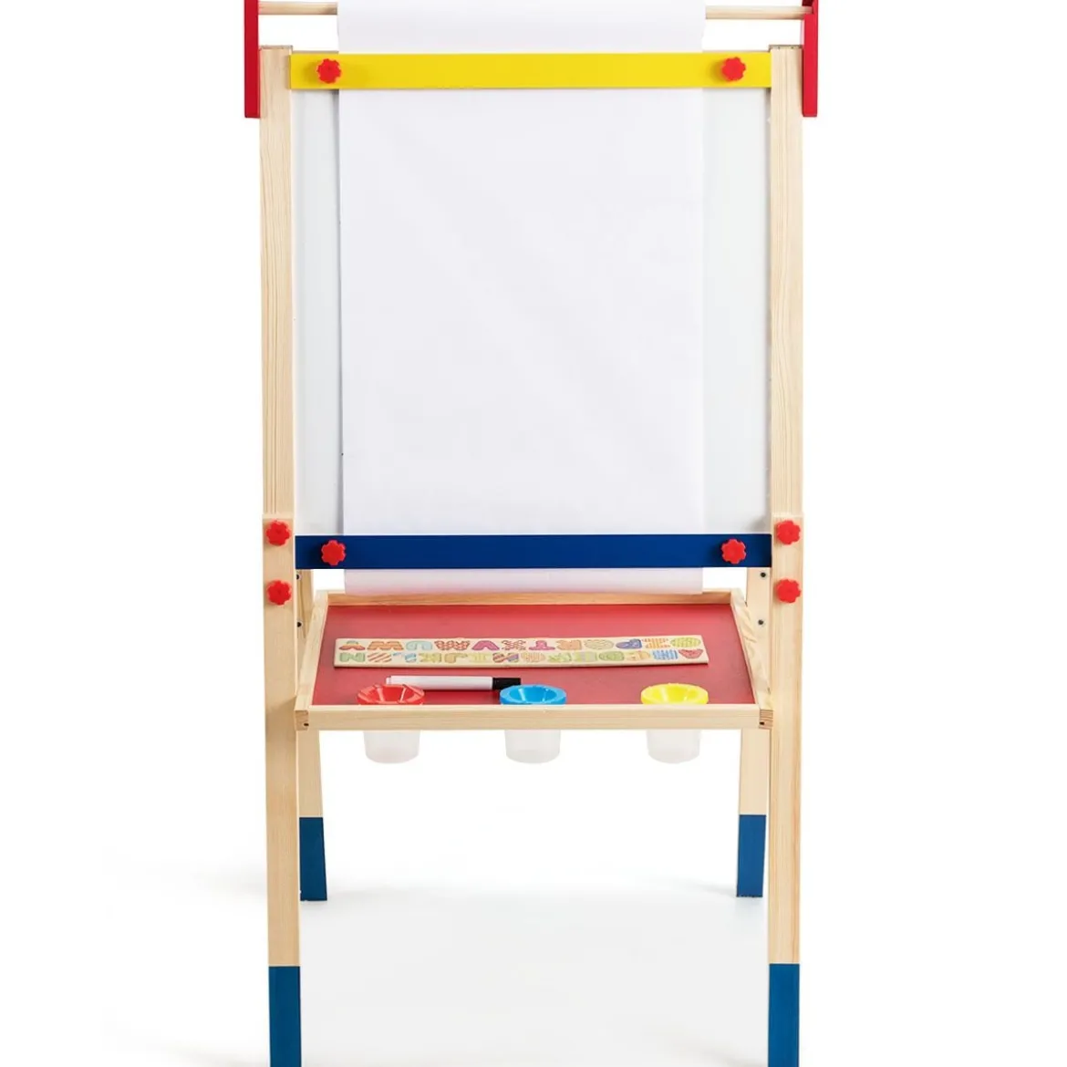 3-in-1 Maltafel für Kinder Doppelseitige Standtafel mit Whiteboard Natur