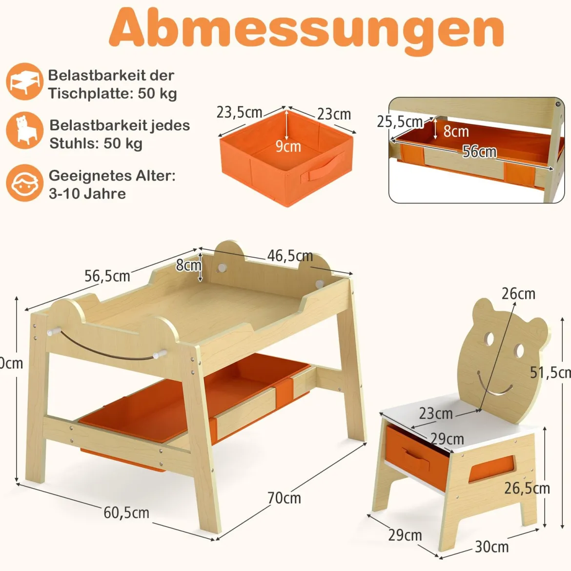 5 in 1 Maltisch mit Wendbarer Tafel & Whiteboard Kindersitzgruppe in Bärenform mit Stauraum Natur