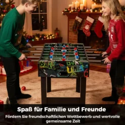 2 in 1 Mini Kickertisch mit abnehmbaren Beinen für Tischplatte Fußballtisch mit 2 Bällen Schwarz